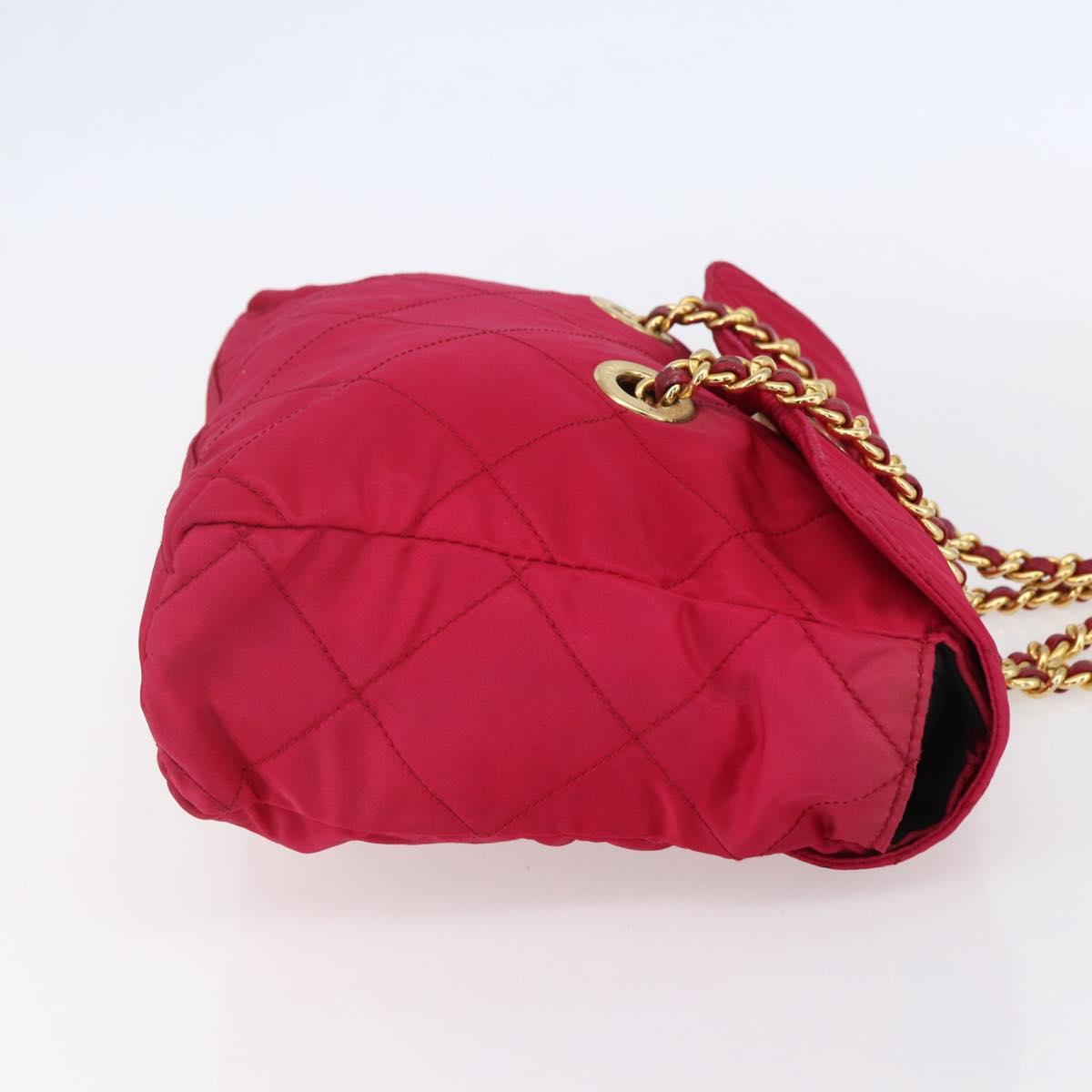 PRADA Quilted Chain Shoulder Bag Nylon Pink Gold Auth mr1558 | eBay