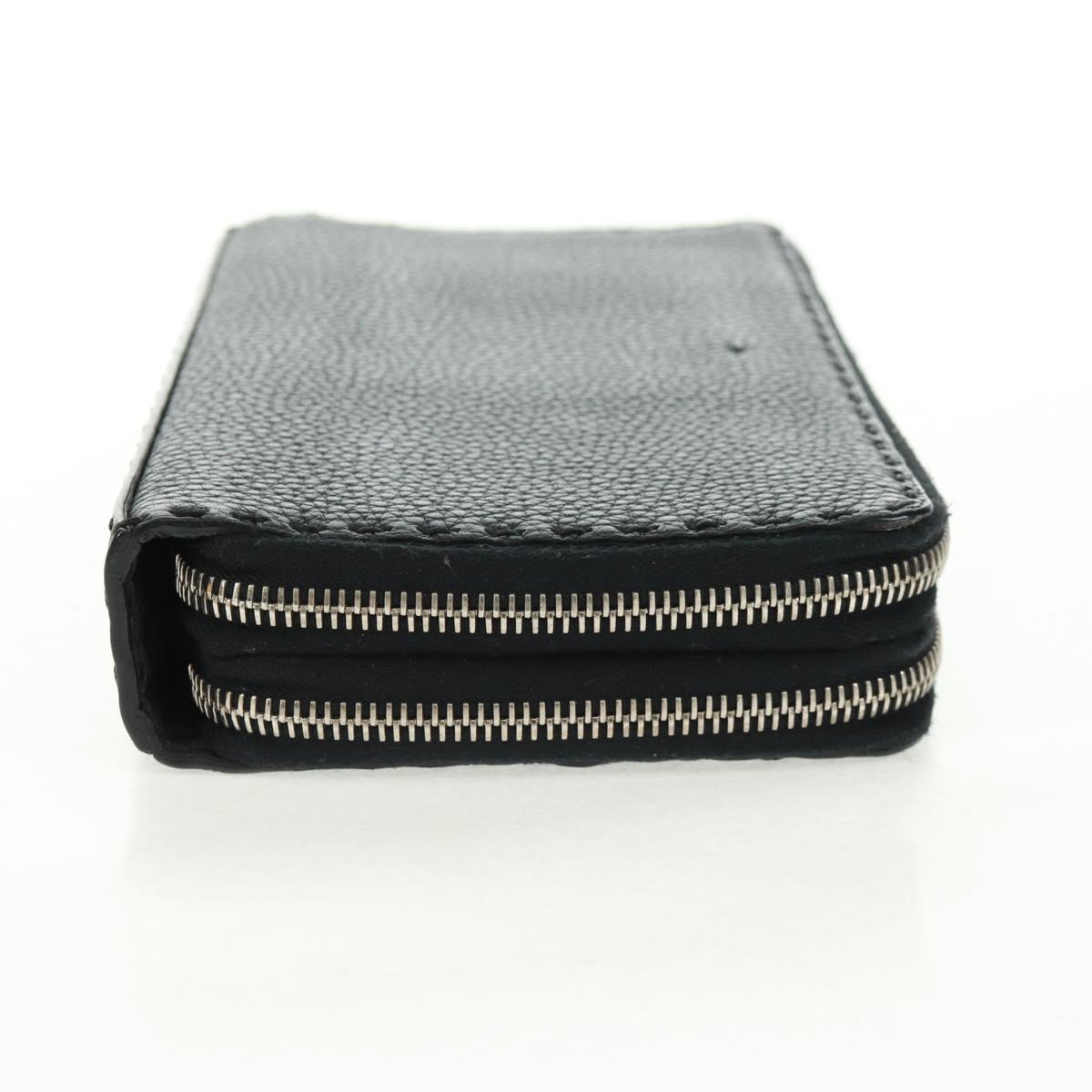 FENDI Selleria Double Zip Organizer Wallet Leather Black Silver