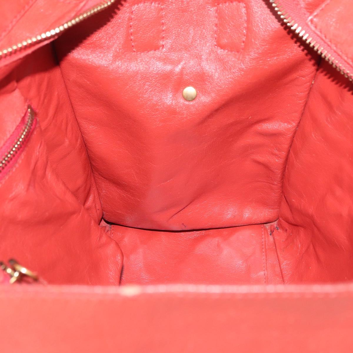 CELINE Micro Shopper Hand Bag Leather Red Gold Auth mr2211 | eBay
