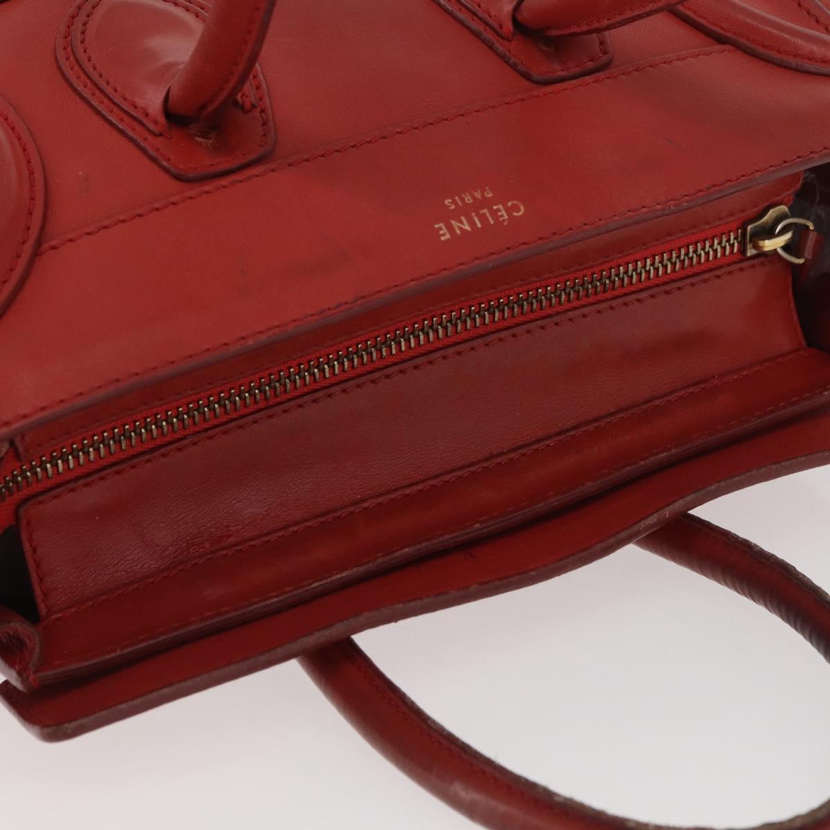 CELINE Micro Shopper Hand Bag Leather Red Gold Auth mr2211 | eBay