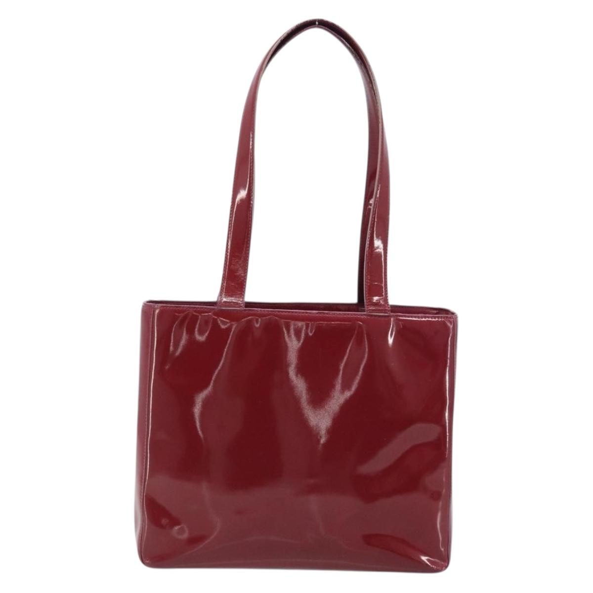 CHANEL Tote Bag Patent leather Red Gold CC Auth mr2255 | eBay