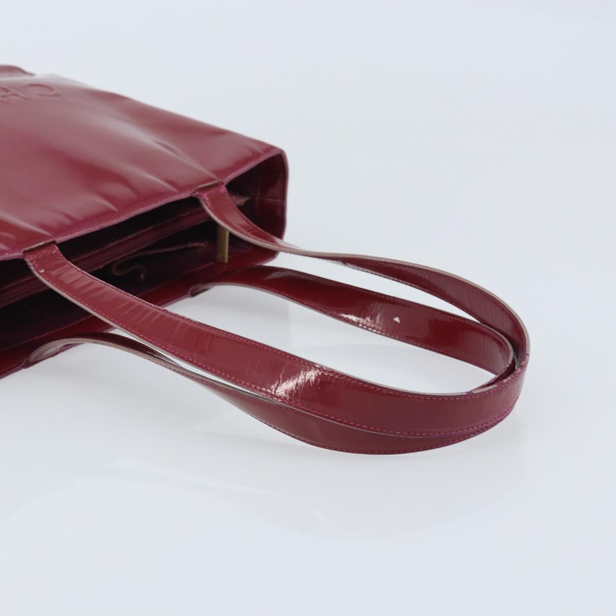 CHANEL Tote Bag Patent leather Red Gold CC Auth mr2255 | eBay
