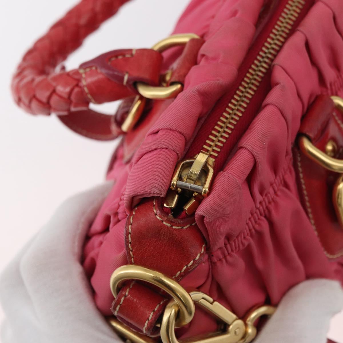 PRADA Shoulder Bag Nylon Leather 2way Pink Gold Auth mr2258 | eBay