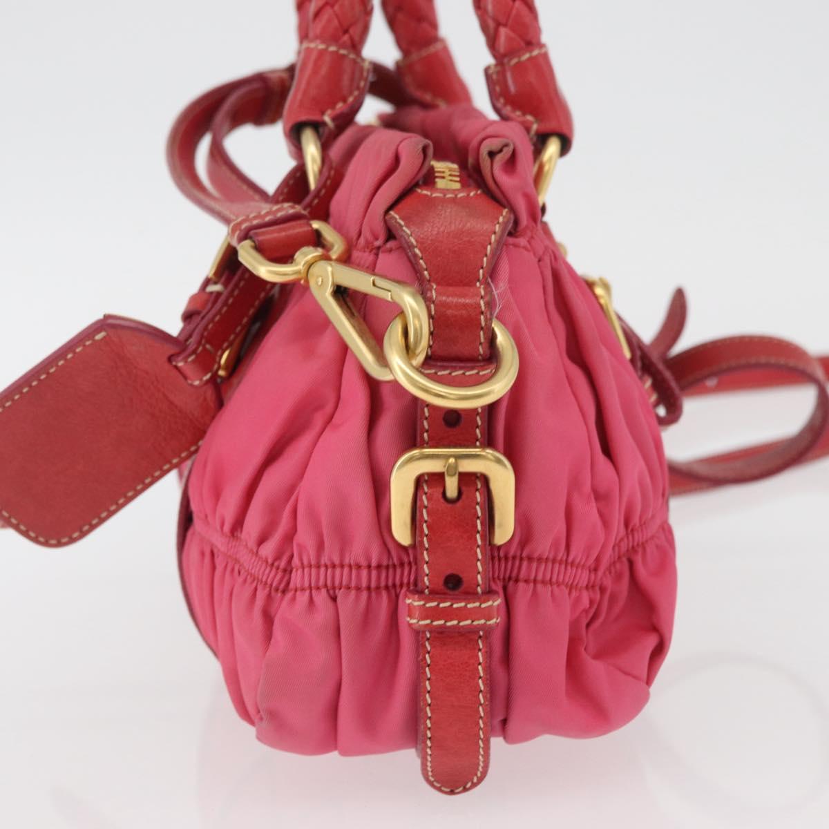 PRADA Shoulder Bag Nylon Leather 2way Pink Gold Auth mr2258 | eBay