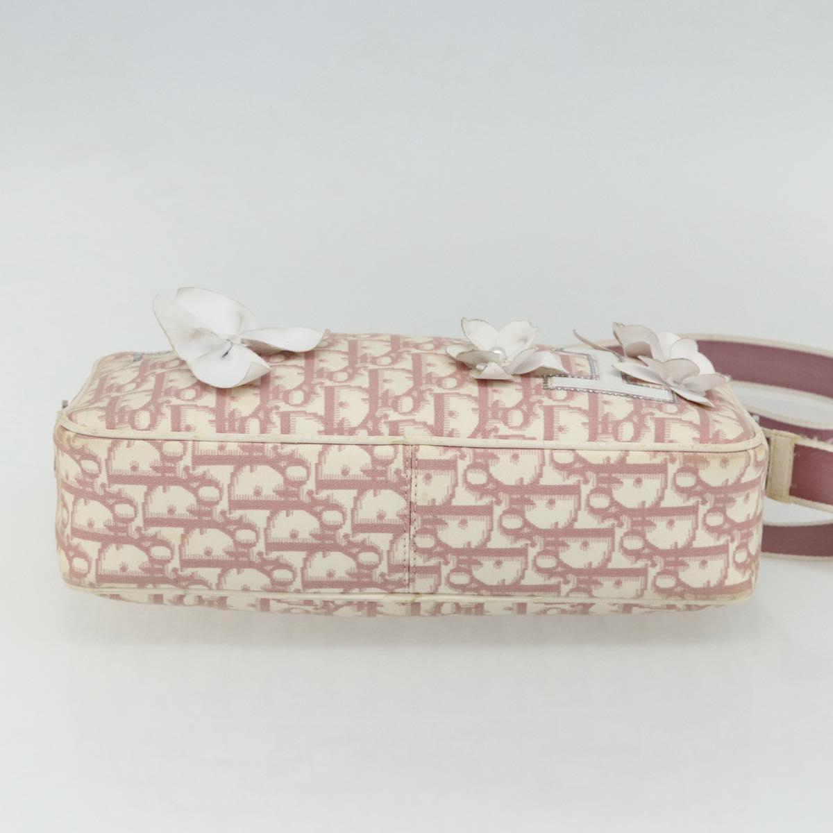 Christian Dior Trotter Canvas Shoulder Bag PVC Pink Silver Auth