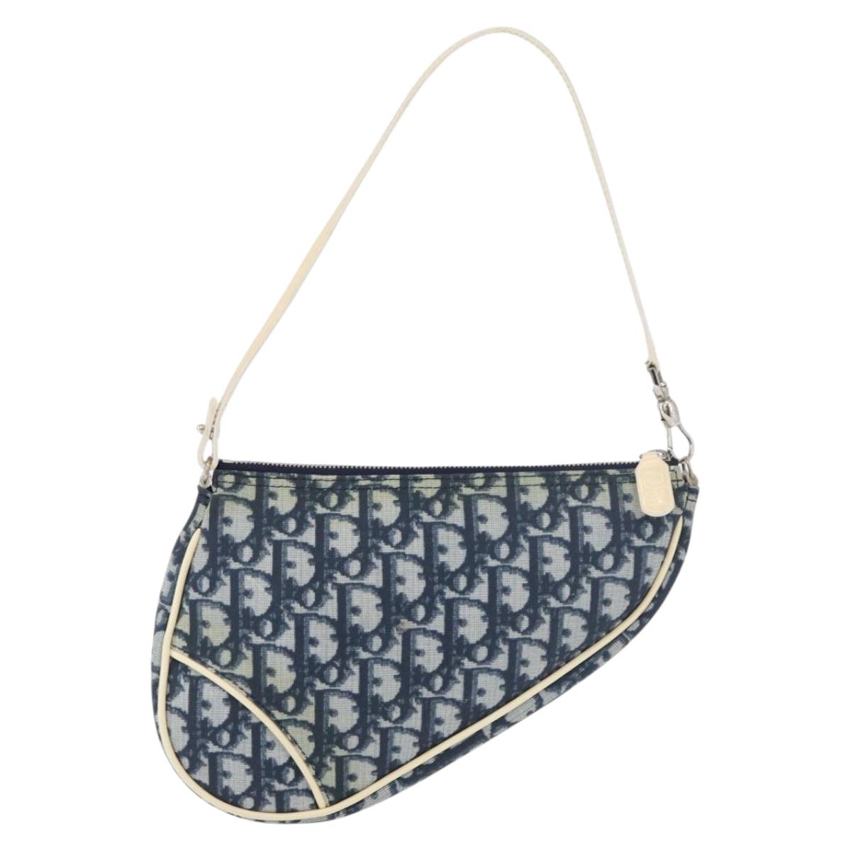 Christian Dior Trotter Canvas Saddle Pouch Hand Bag PVC Blue