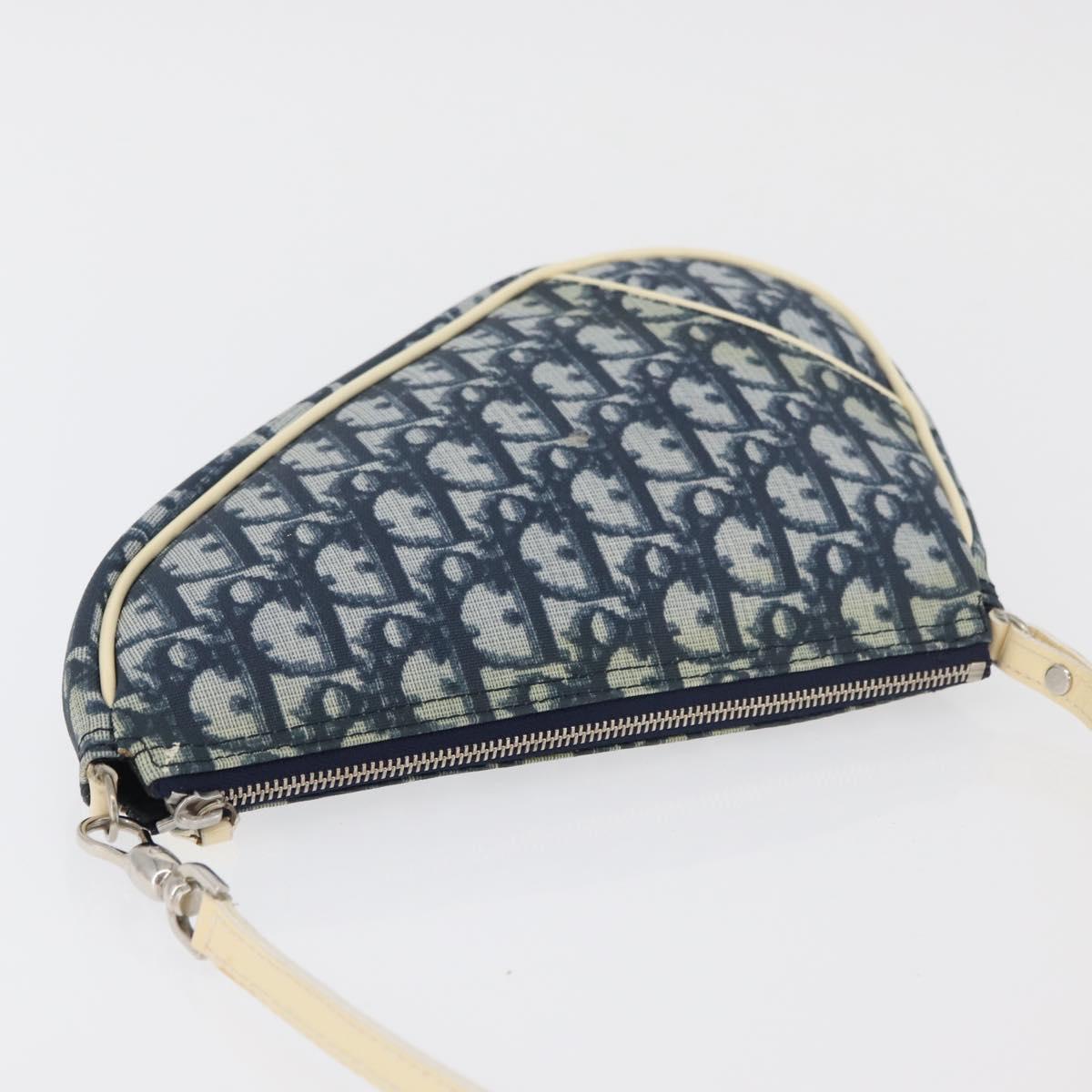 Christian Dior Trotter Canvas Saddle Pouch Hand Bag PVC Blue
