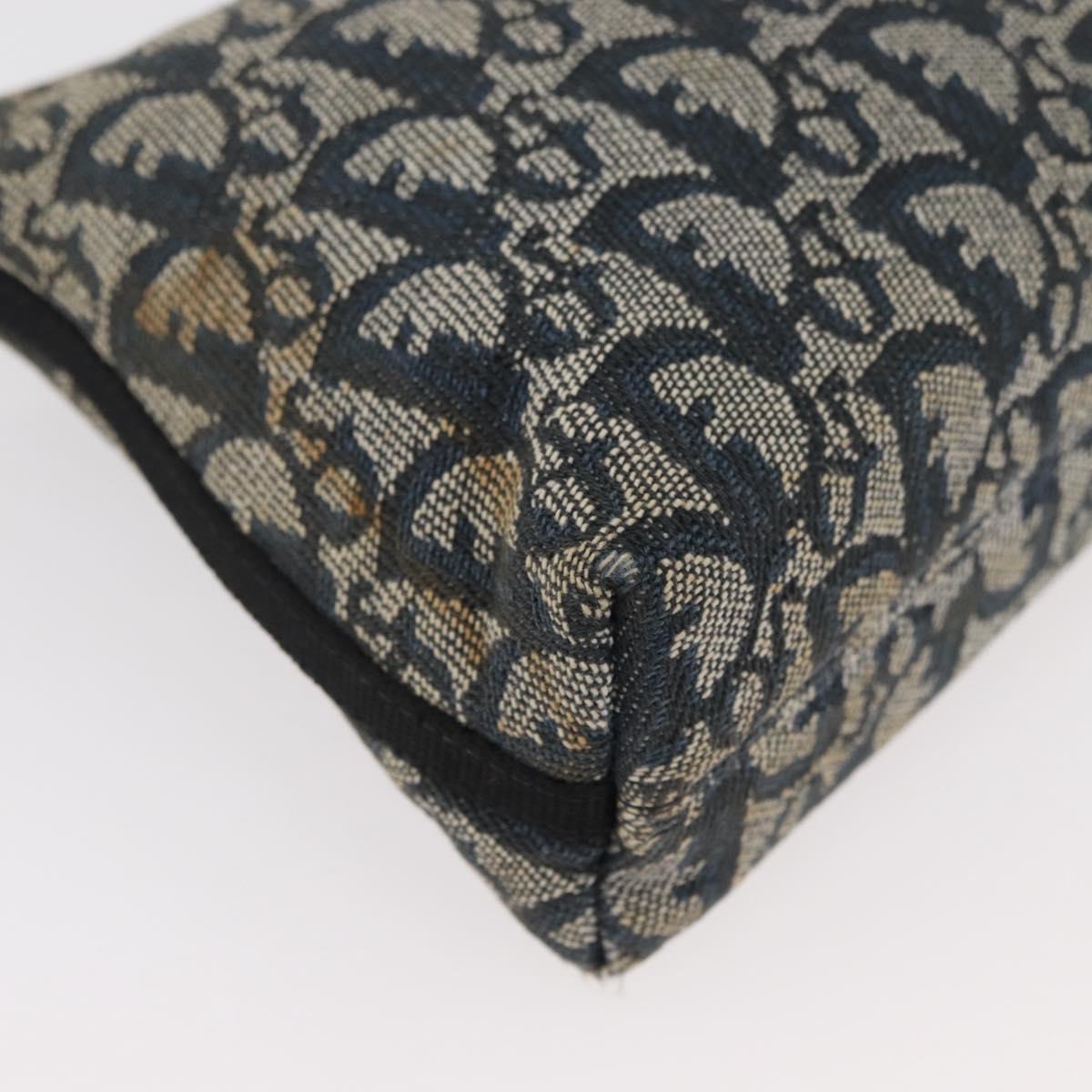 Christian Dior Trotter Canvas Accessory Pouch Navy Silver Auth