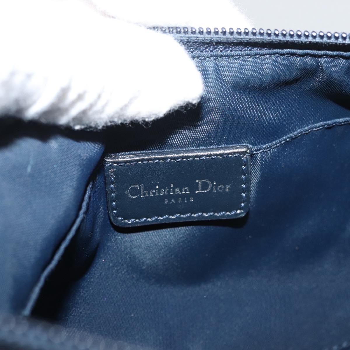 Christian Dior Trotter Canvas Accessory Pouch Navy Silver Auth