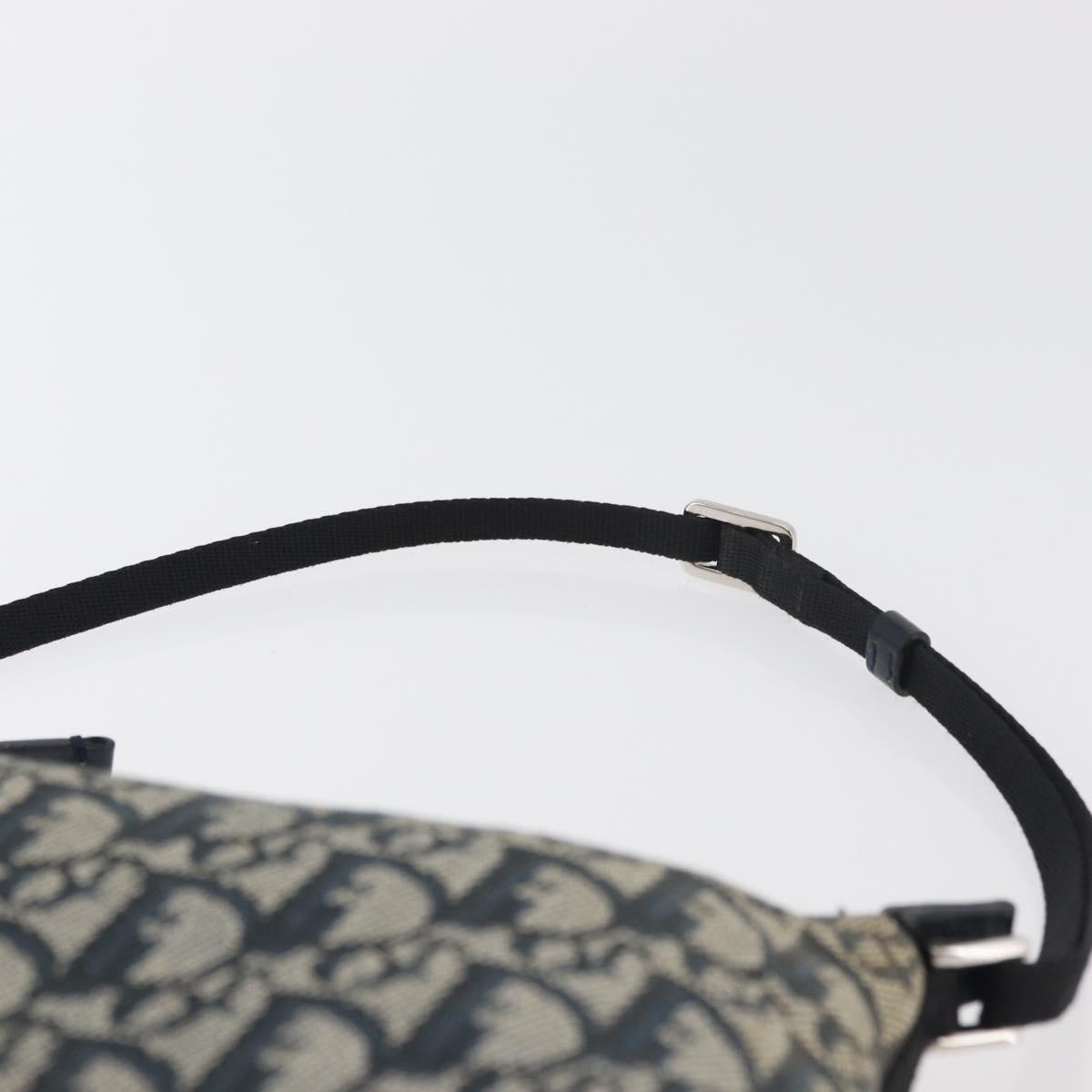 Christian Dior Trotter Canvas Accessory Pouch Navy Silver Auth