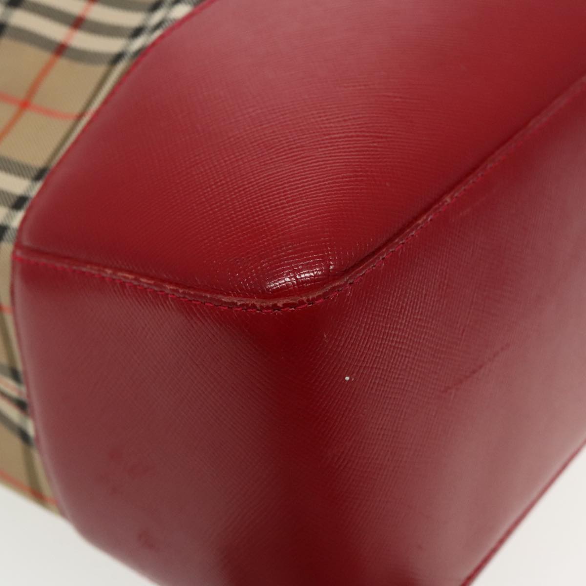 BURBERRY Nova Check Tote Bag Canvas Red Beige Auth mr598 | eBay