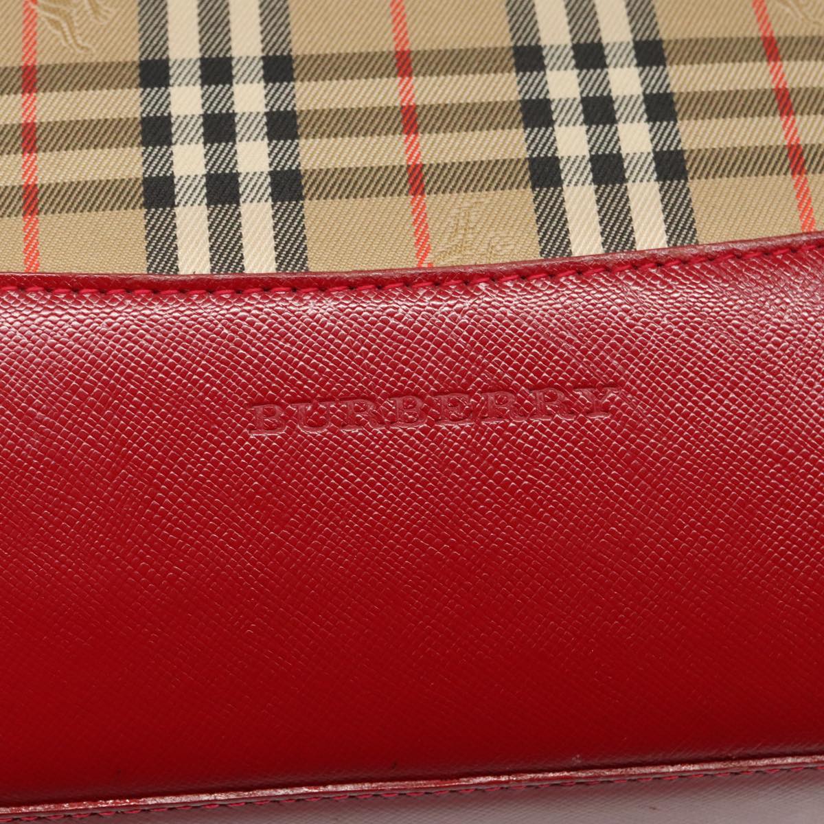 BURBERRY Nova Check Tote Bag Canvas Red Beige Auth mr598 | eBay