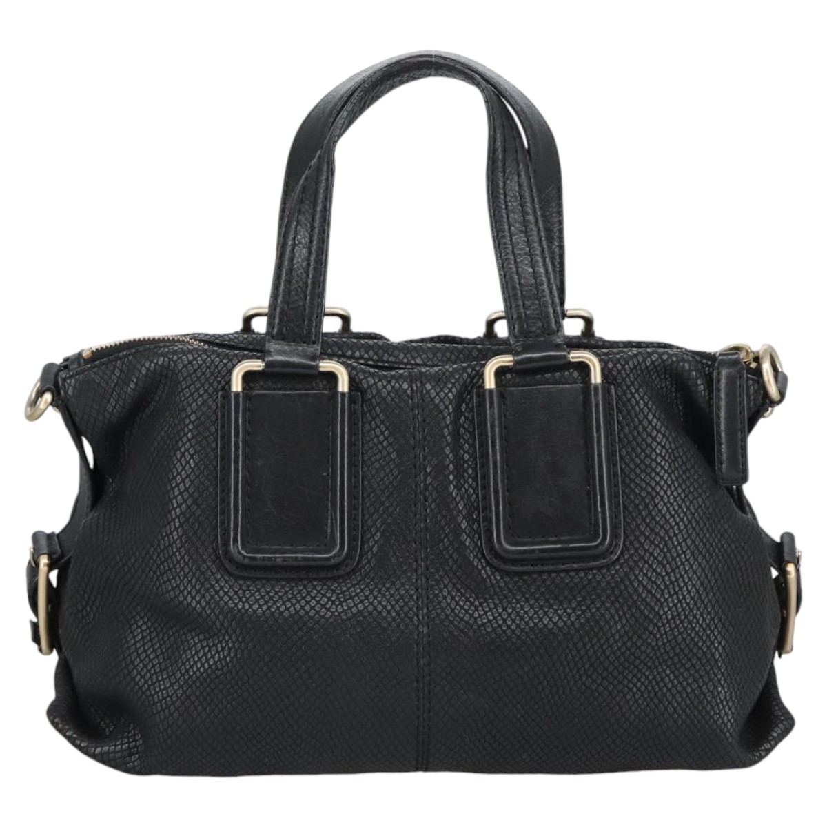 GIVENCHY Entropy Hand Bag Leather 2way Black Gold Auth mr731