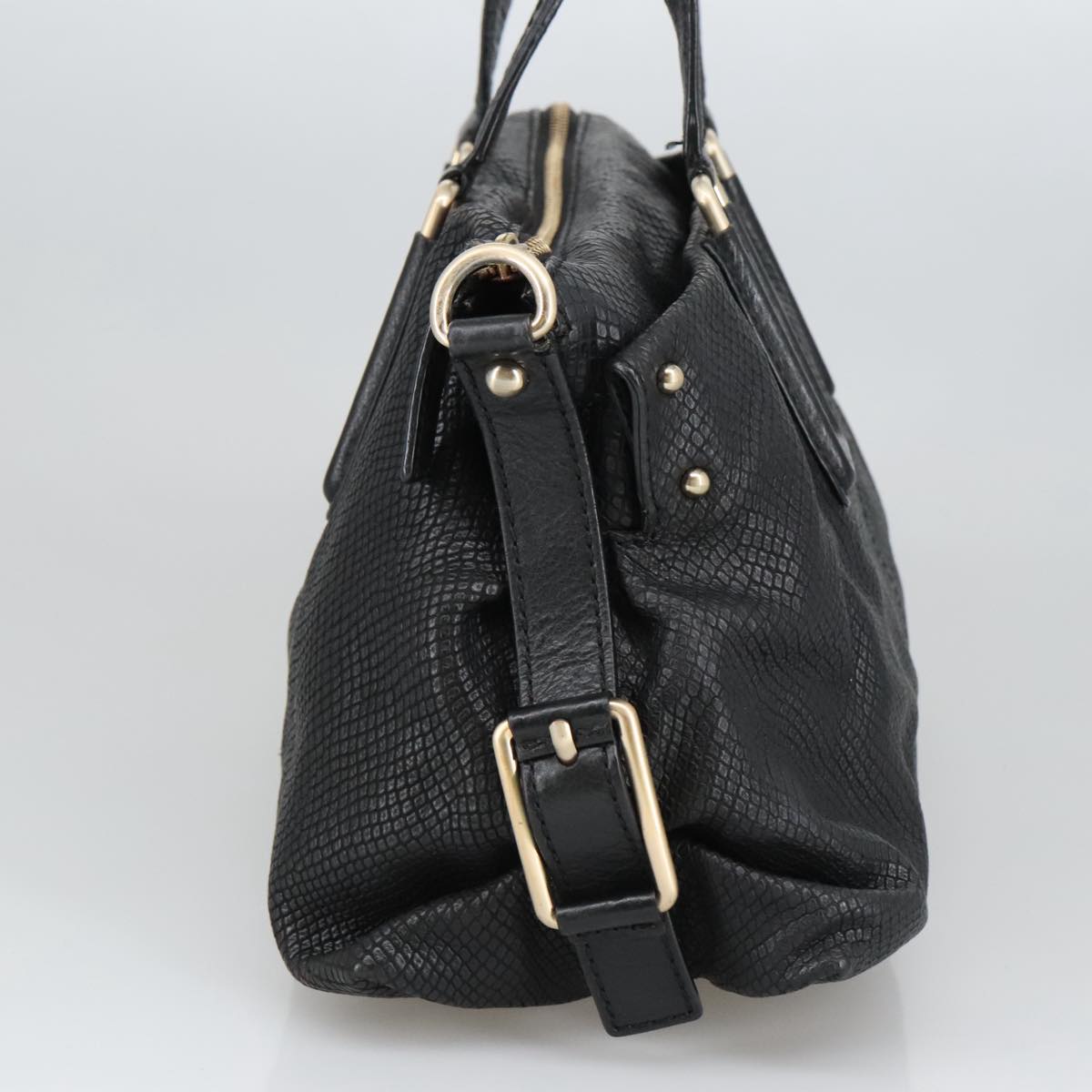 GIVENCHY Entropy Hand Bag Leather 2way Black Gold Auth mr731