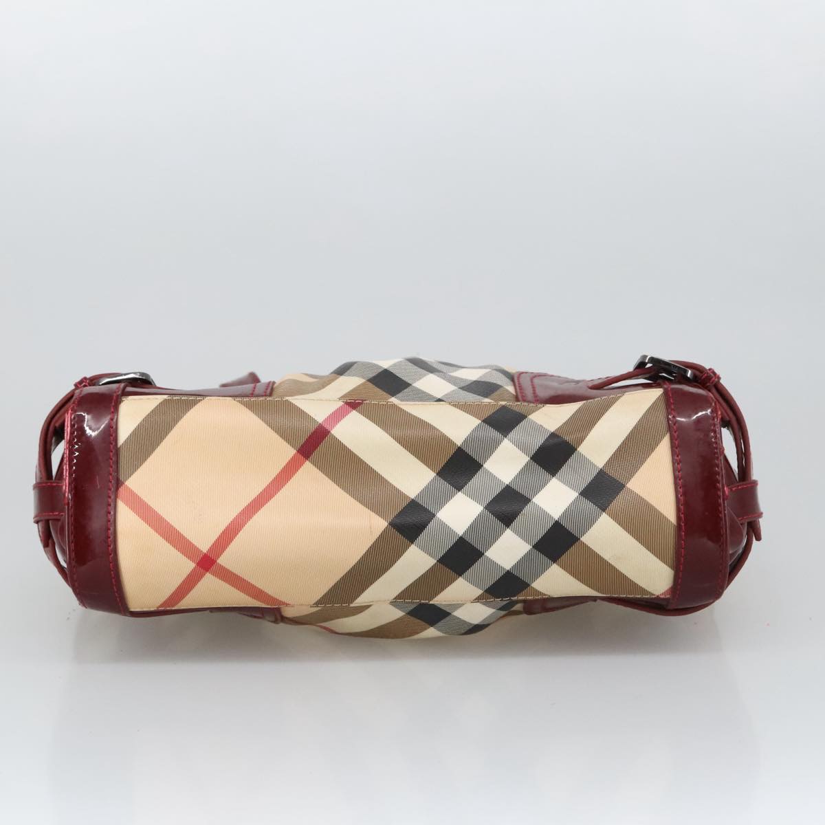 BURBERRY Nova Check Hand Bag PVC Leather 2way Beige Auth