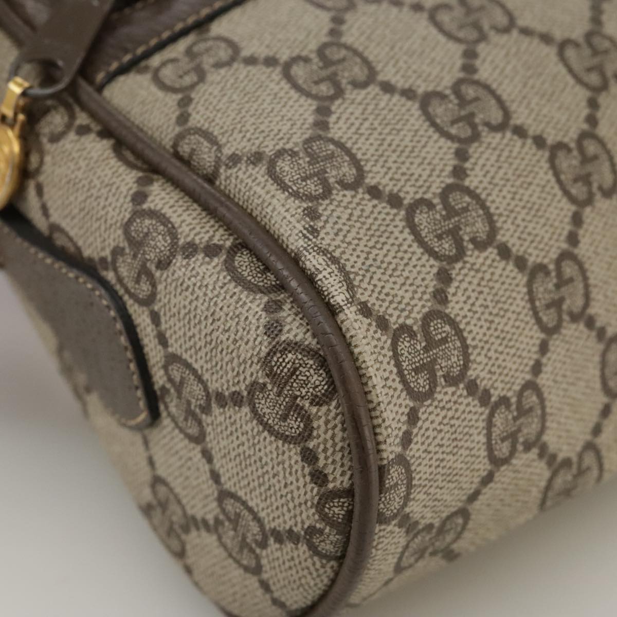 GUCCI Web Sherry Line GG Supreme Shoulder Bag PVC Beige Red