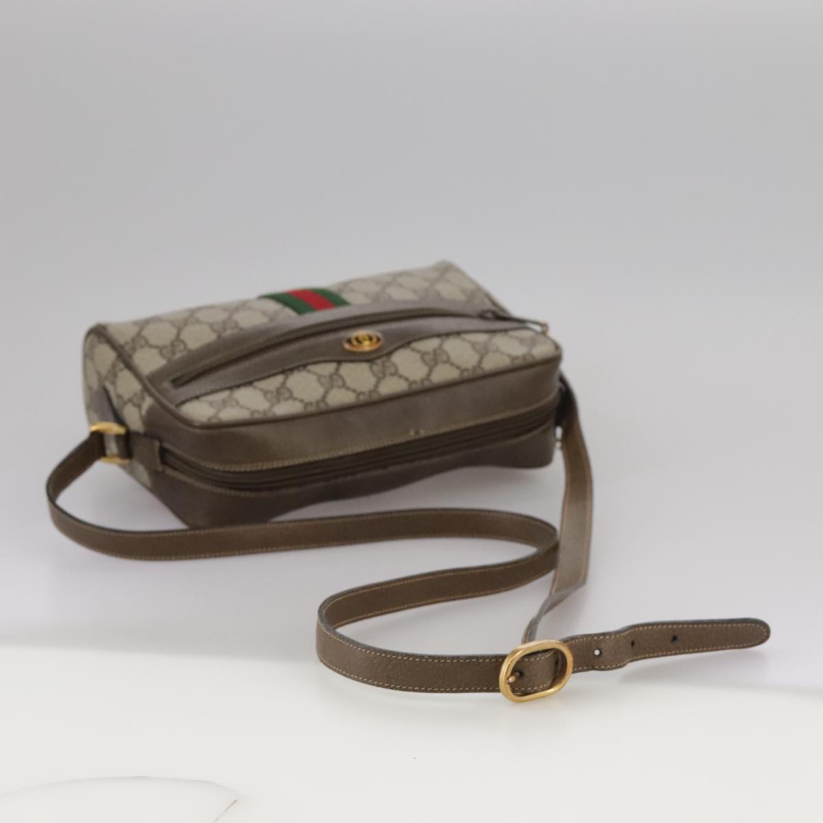 国内発送 グッチ RE(BELLE) ショルダー S GUCCI Web Sherry Line GG Supreme Shoulder Bag PVC Beige Red