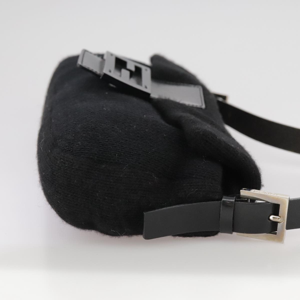 FENDI Mamma Baguette Shoulder Bag Knit Black Auth mr909A | eBay