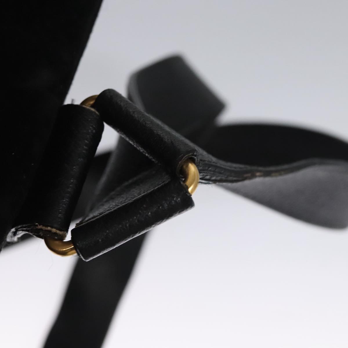 GUCCI Bamboo Backpack Suede Leather Black Gold 003 58 0016 