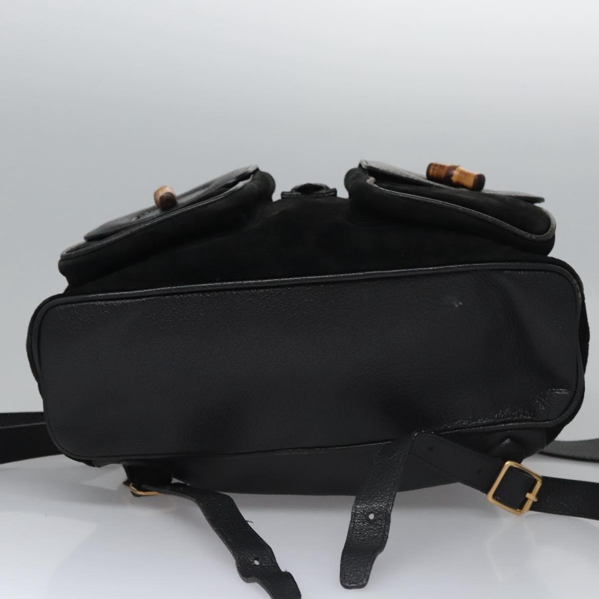 GUCCI Bamboo Backpack Suede Black Gold 003 2058 0016 Auth 153019V GUCCI Bamboo Backpack Suede Black Gold 003 2058 016 Auth  main image 4