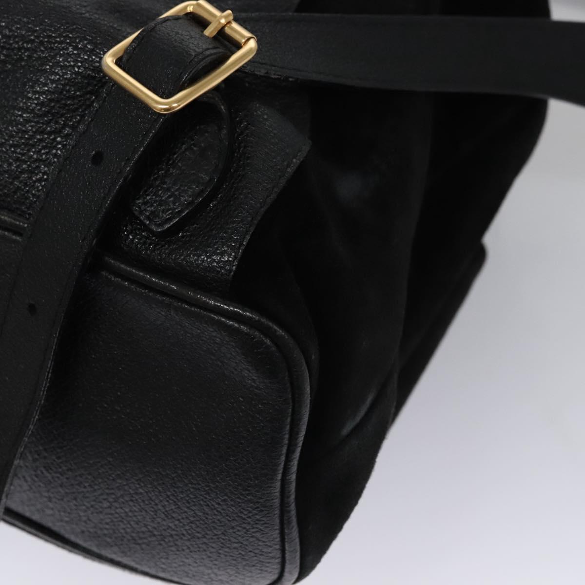 GUCCI Bamboo Backpack Suede Leather Black Gold 003 58 0016  display picture 1