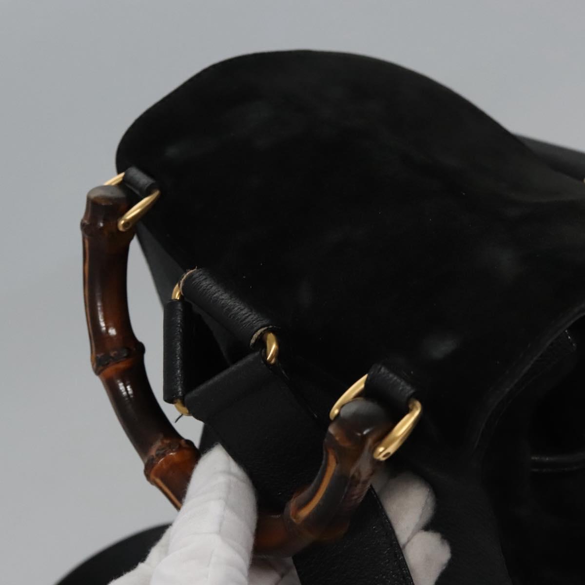GUCCI Bamboo Backpack Suede Leather Black Gold 003 58 0016  display picture 1