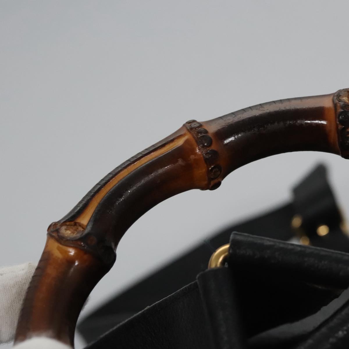 GUCCI Bamboo Backpack Suede Leather Black Gold 003 58 0016  display picture 2