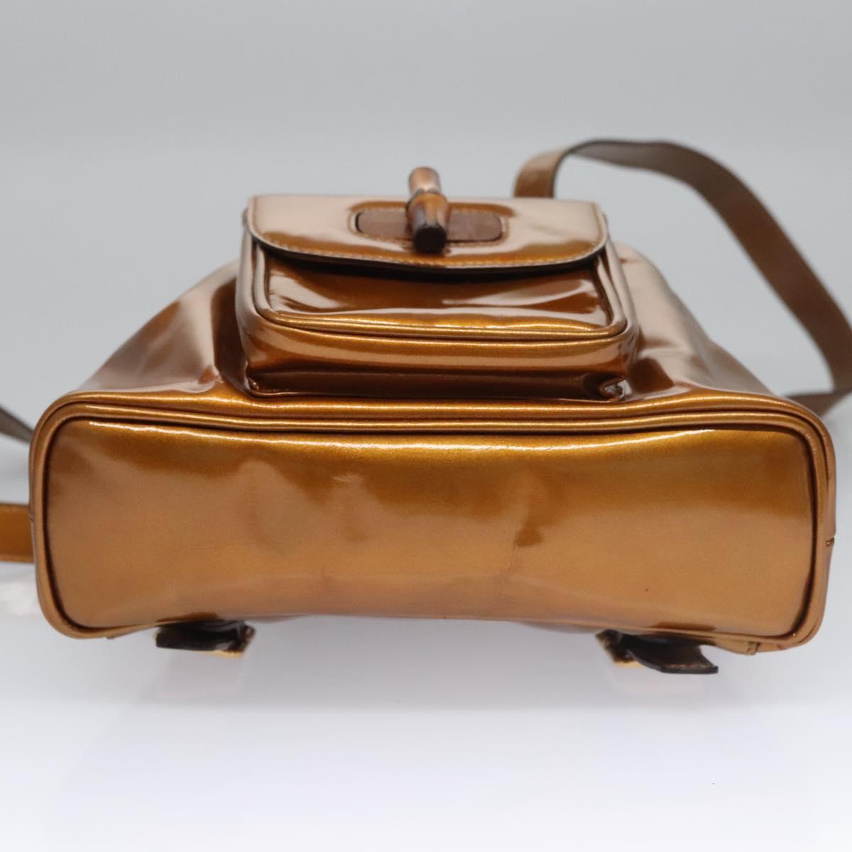 GUCCI Bamboo Backpack Patent leather Black Gold 003 2058 0030 Auth LNZ235 GUCCI Bamboo Backpack Patent leather Black Gold 003 1705  main image 4