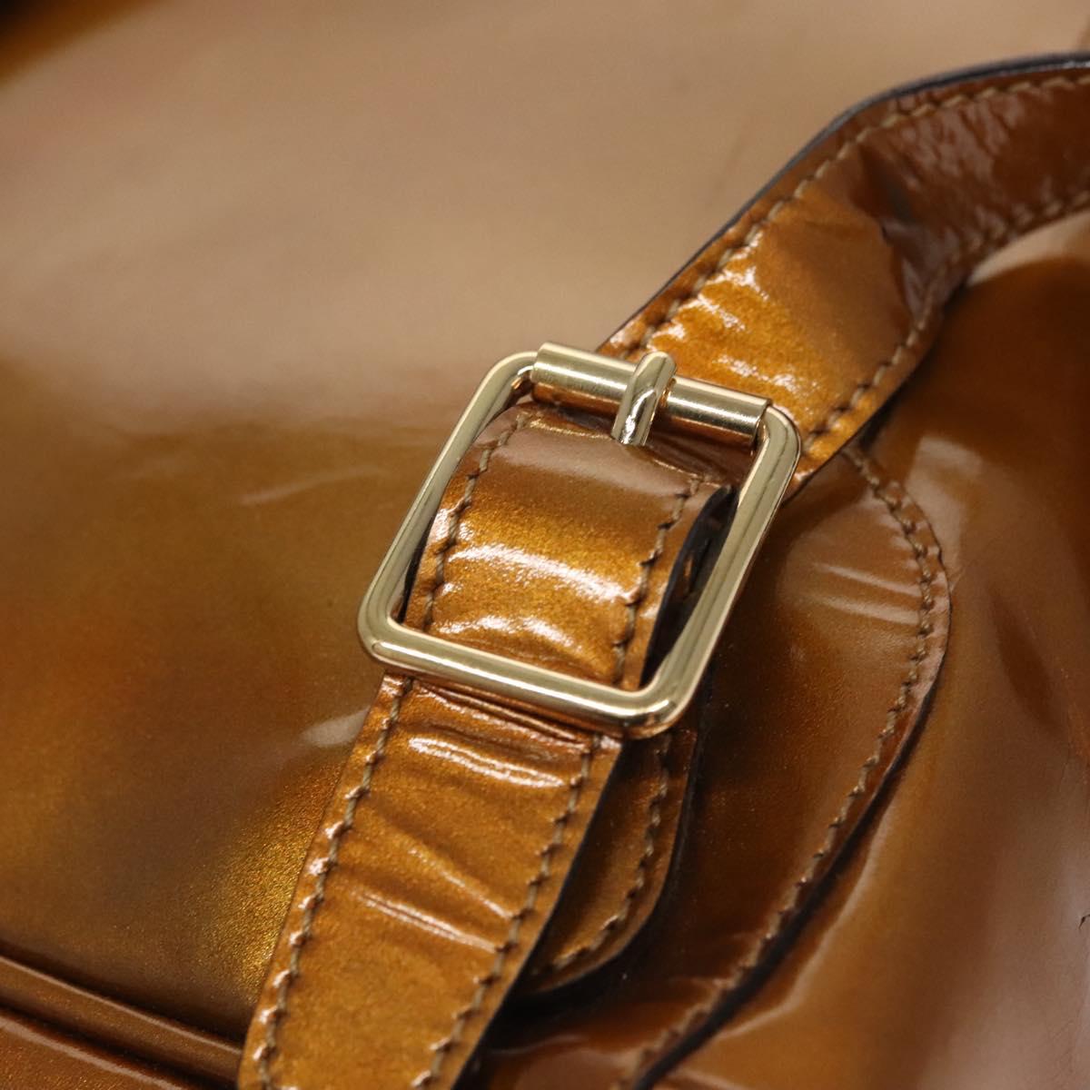 GUCCI Bamboo Backpack Patent leather Bronze Gold 003 1705  display picture 1