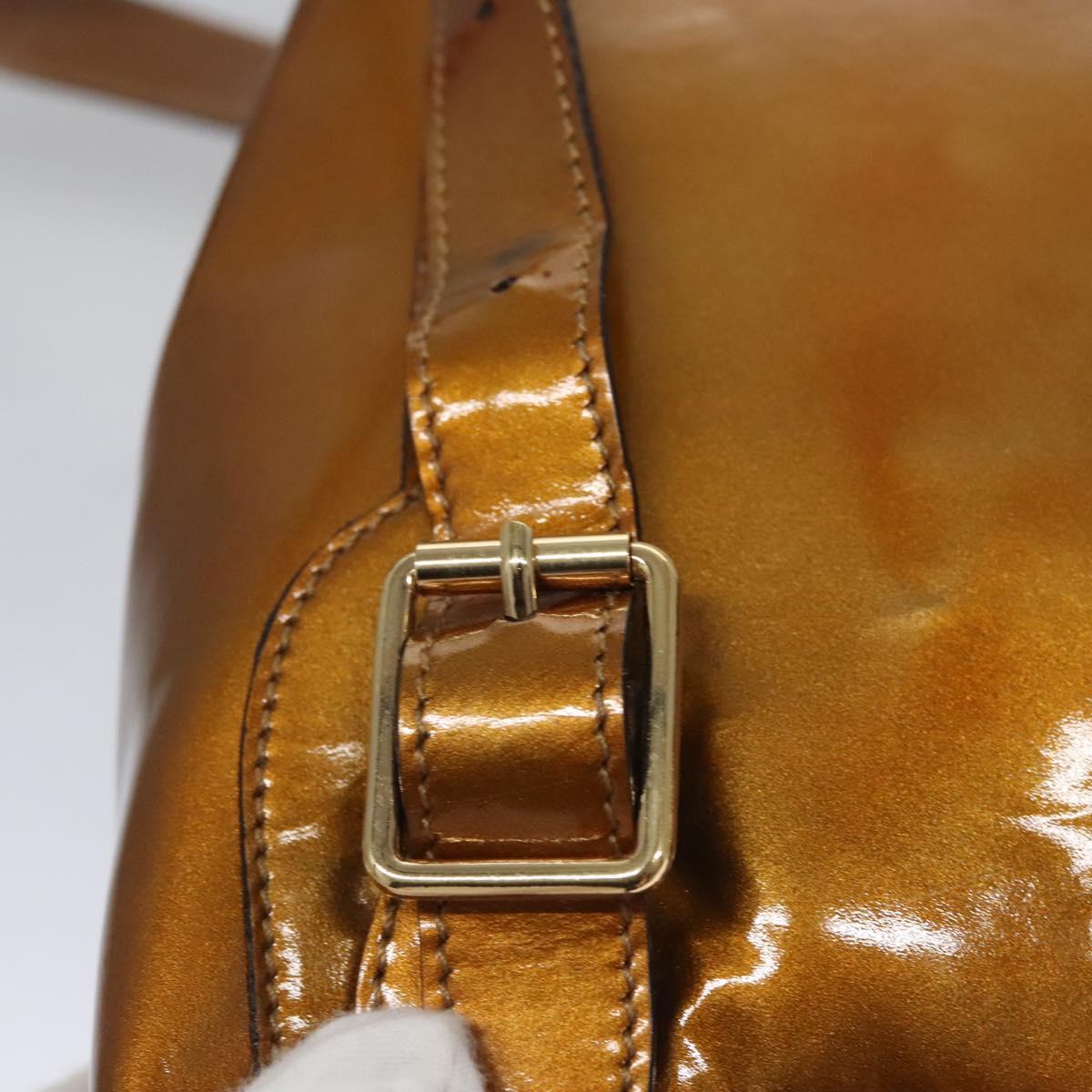 GUCCI Bamboo Backpack Patent leather Bronze Gold 003 1705 0030 Auth nb030 GUCCI Bamboo Backpack Patent leather Bronze Gold 003 1705  main image 4