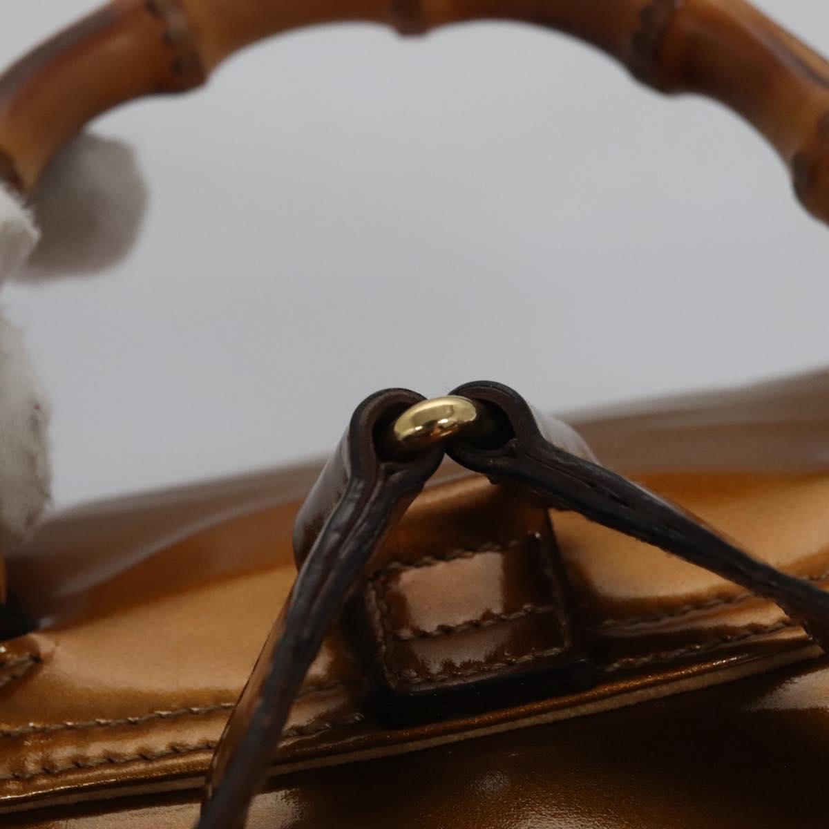 GUCCI Bamboo Backpack Patent leather Bronze Gold 003 1705  display picture 3