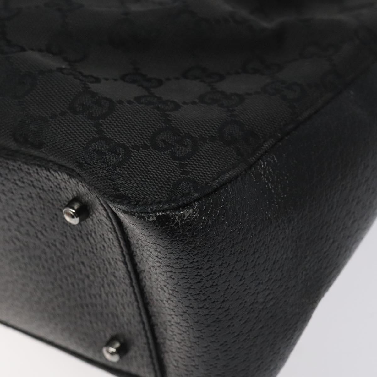 GUCCI GG Canvas Shoulder Bag Black Silver 115007 Auth nb052
