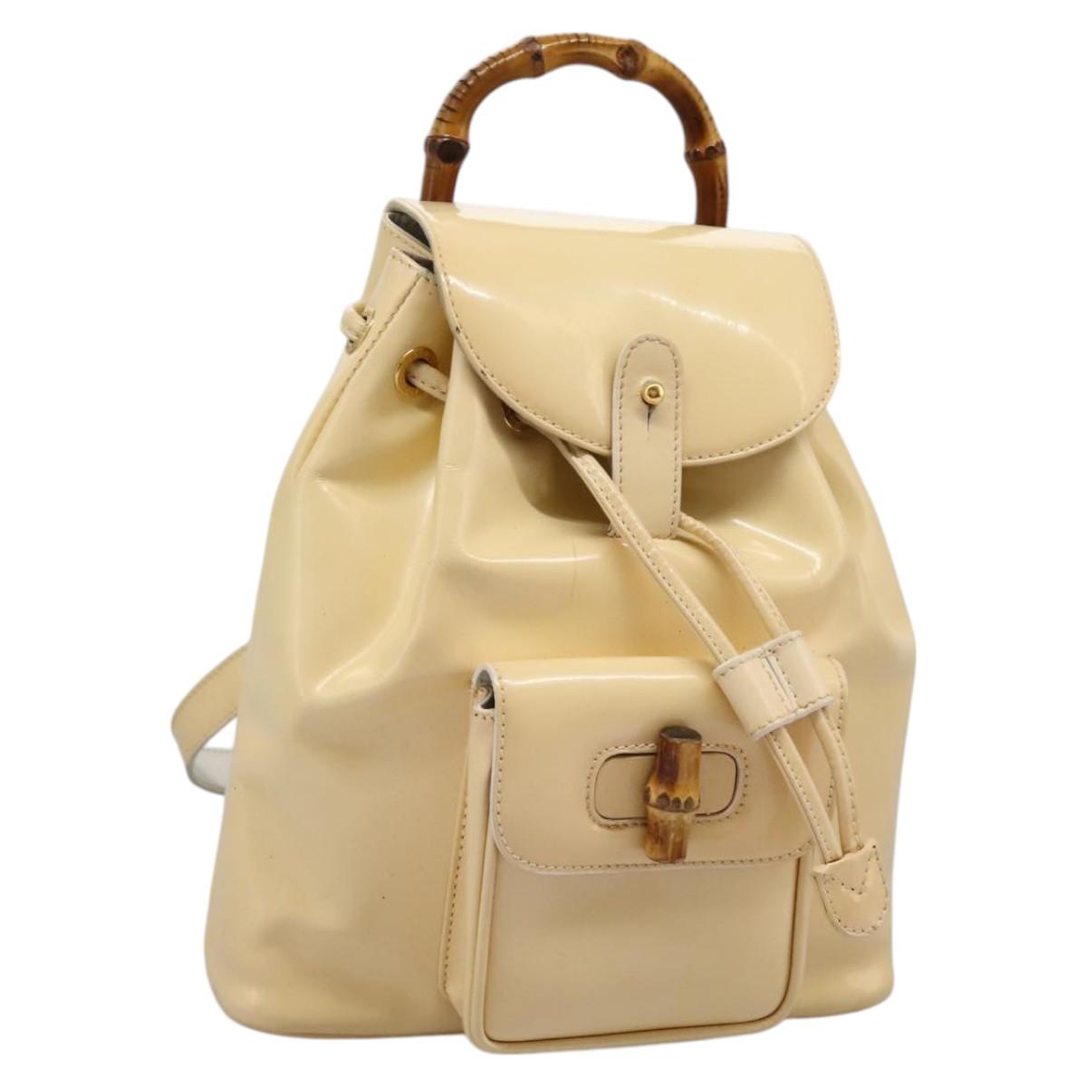 GUCCI Bamboo Backpack Leather Black Gold 003 2058 0030 Auth bs29906 Gucci Bamboo Leather Backpack main image 2