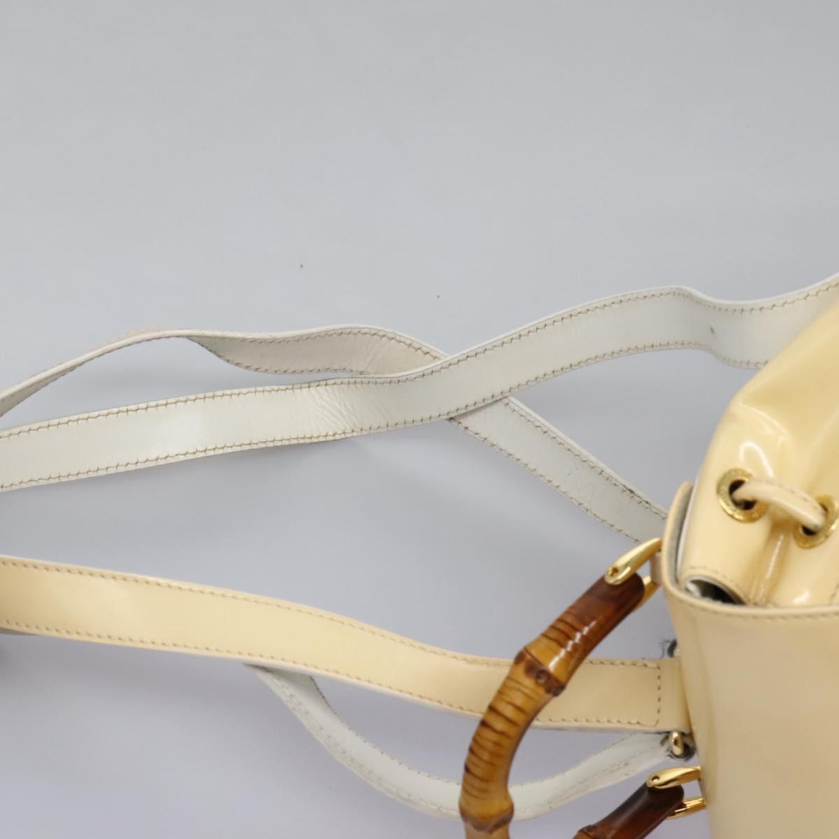GUCCI Bamboo Backpack Patent leather Beige Gold 003 2058  display picture 1