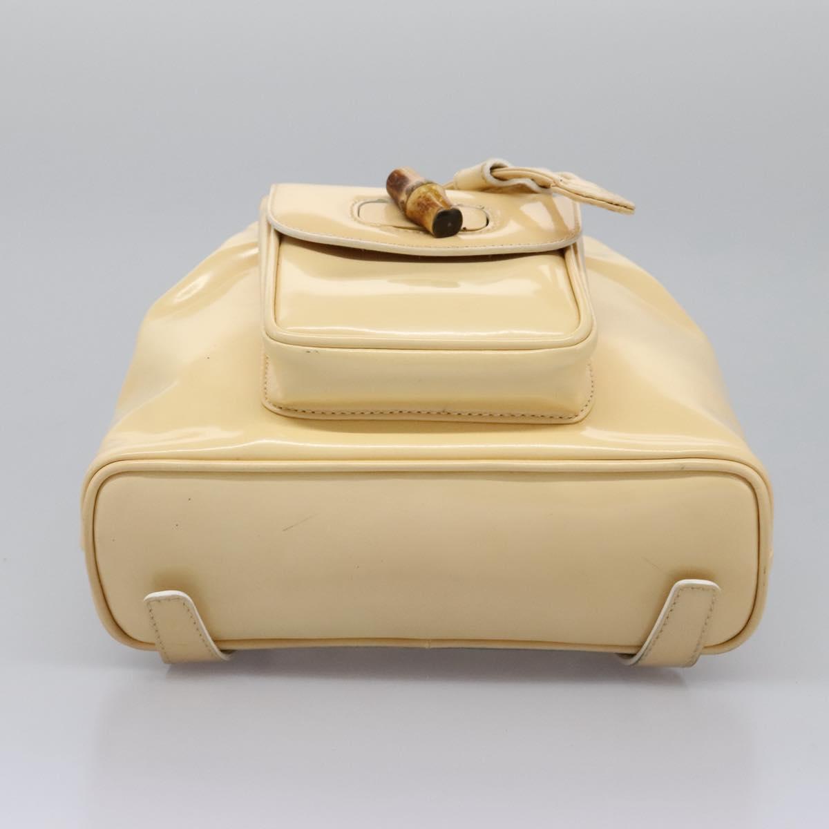 GUCCI Bamboo Backpack Patent leather Beige Gold 003 2058 