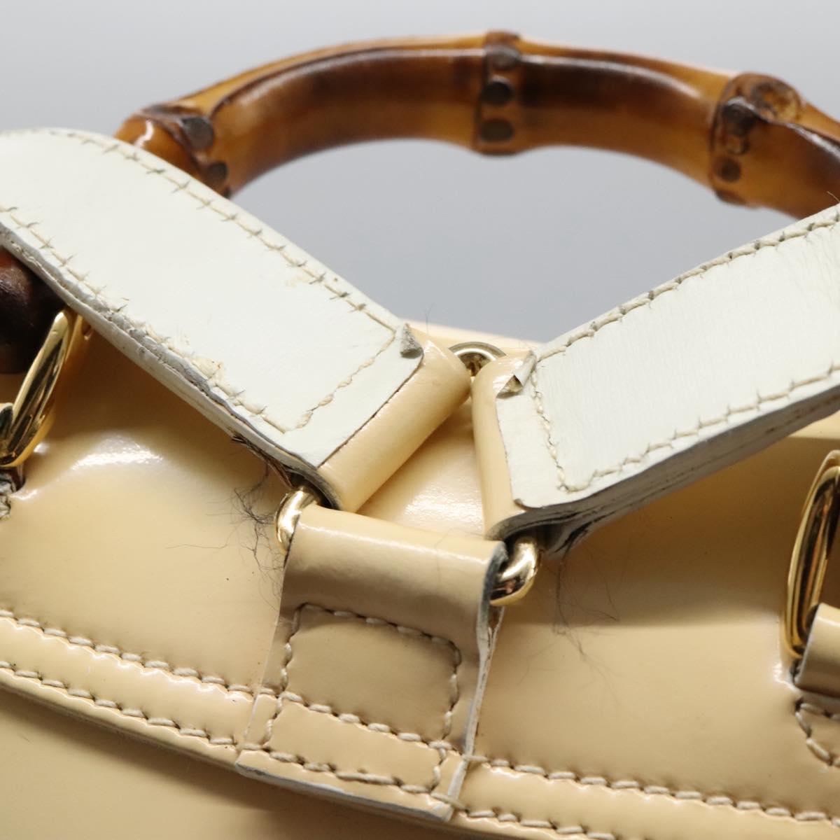 GUCCI Bamboo Backpack Patent leather Beige Gold 003 2058  display picture 2