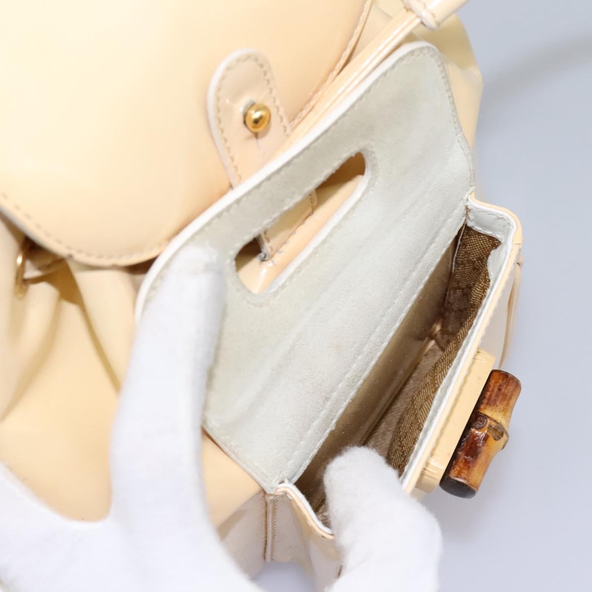 GUCCI Bamboo Backpack Patent leather Beige Gold 003 2058 0030 Auth nb115 GUCCI Bamboo Backpack Patent leather Beige Gold 003 2058  main image 3