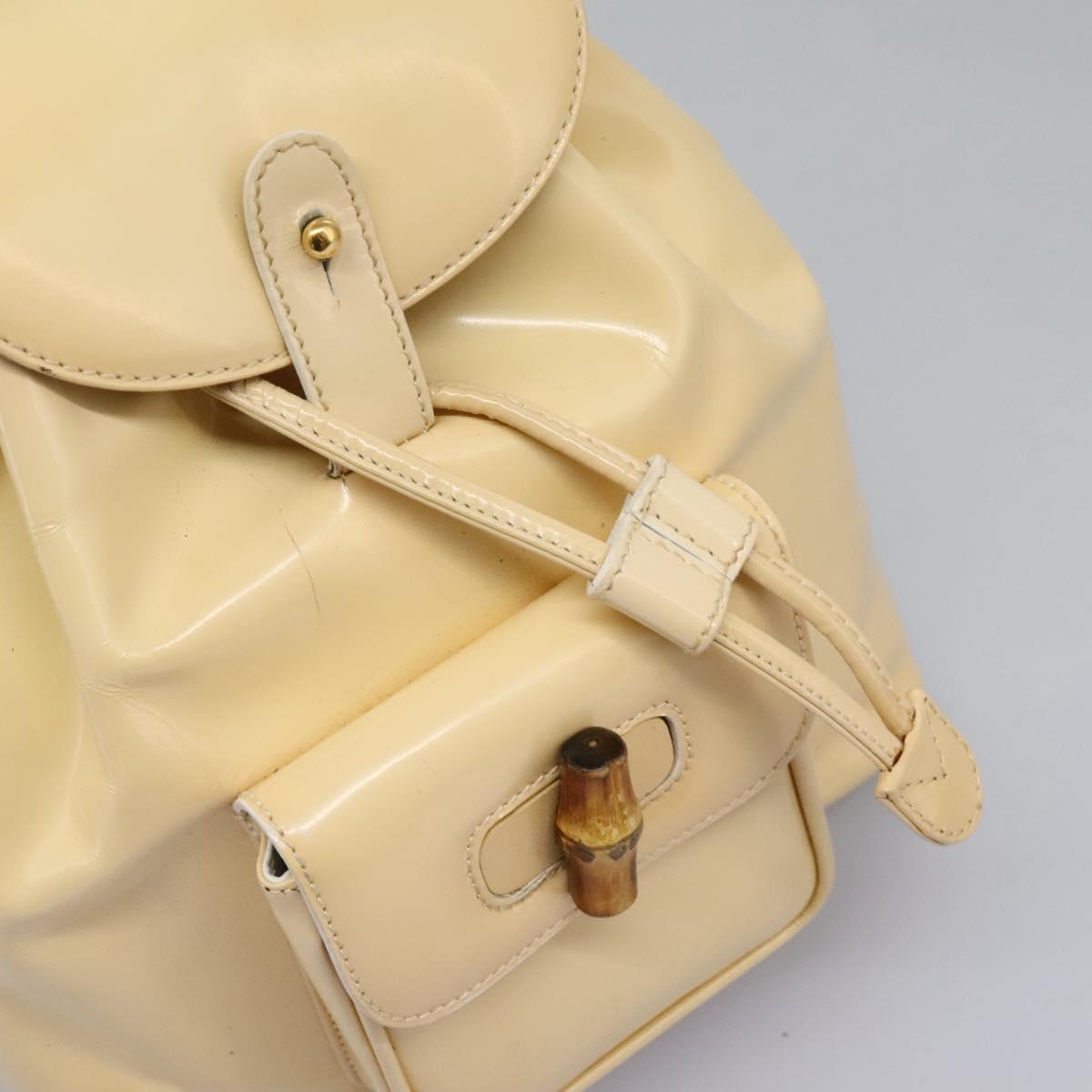 GUCCI Bamboo Backpack Leather White Gold 003 2058 0030 Auth BA7971 Bamboo leather backpack Gucci White in Leather - 41564026 main image 3