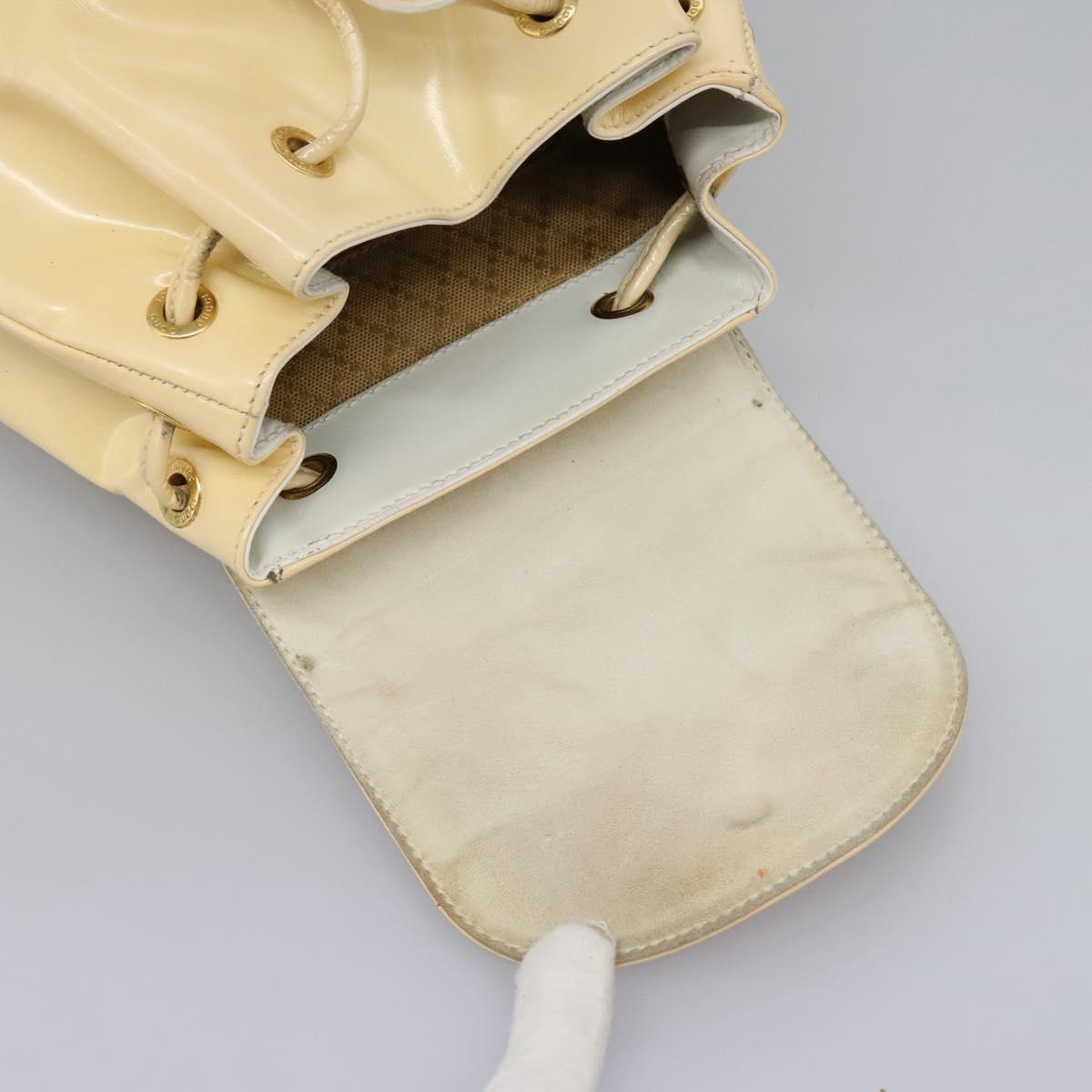 GUCCI Bamboo Backpack Patent leather Beige Gold 003 2058 