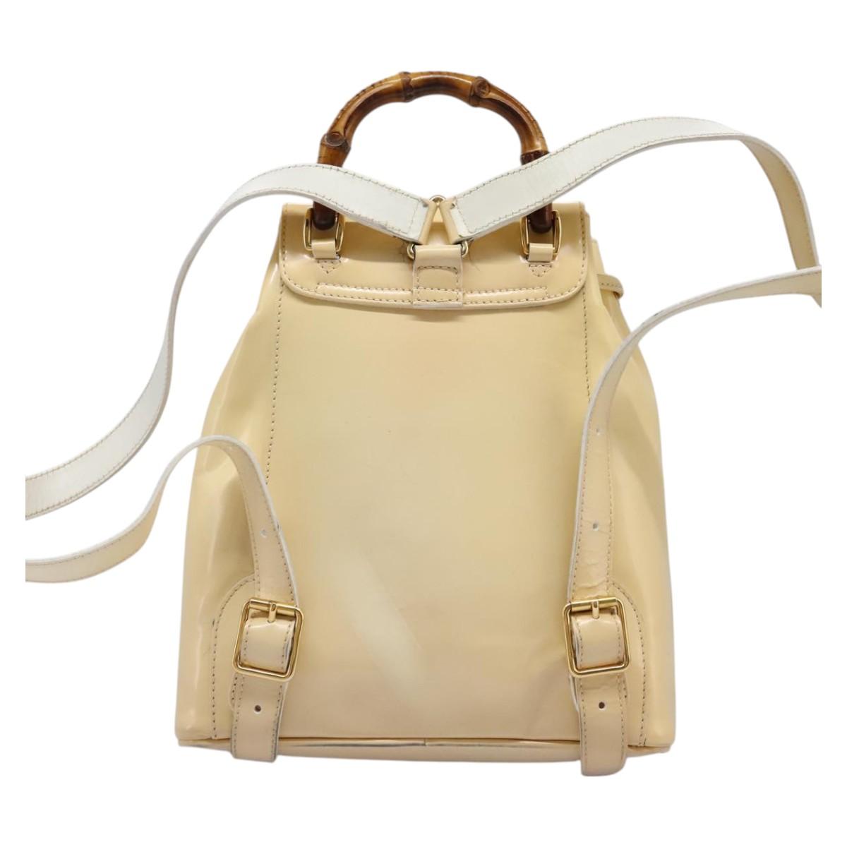 GUCCI Bamboo Backpack Patent leather Beige Gold 003 2058  display picture 2