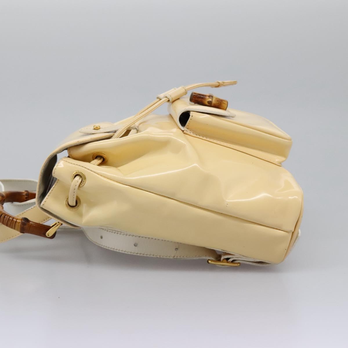 GUCCI Bamboo Backpack Patent leather Beige Gold 003 2058  display picture 1