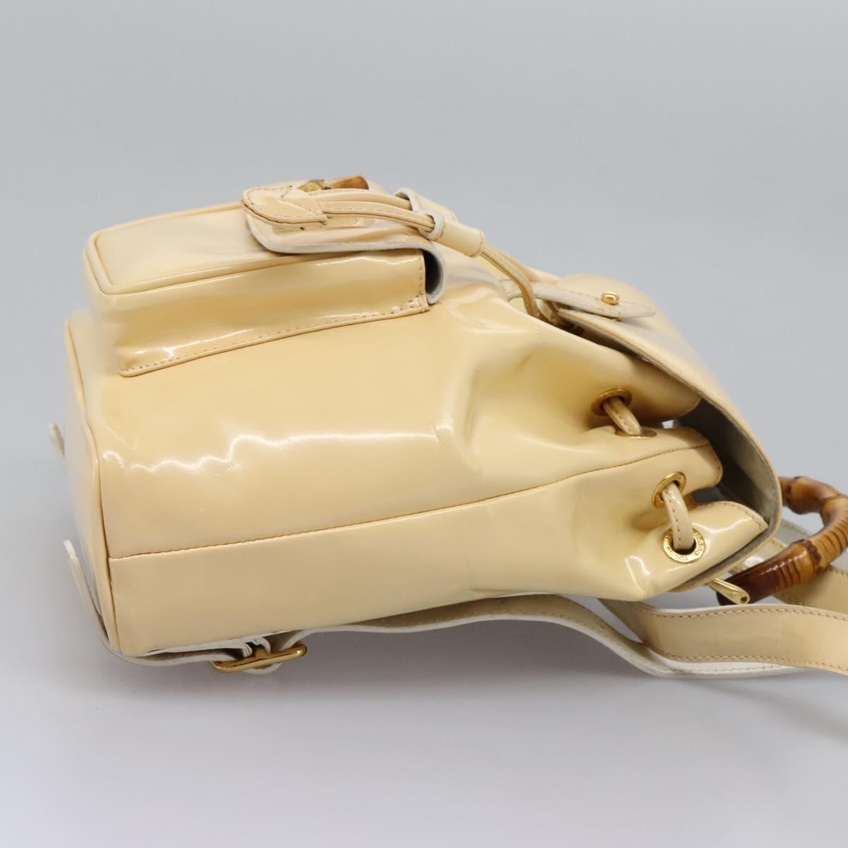 GUCCI Bamboo Backpack Leather Beige Gold 003 3444 0030 Auth ep11512 GUCCI Bamboo Backpack Patent leather Beige Gold 003 2058  main image 4