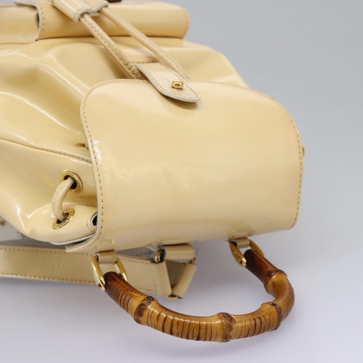 GUCCI Bamboo Backpack Patent leather Beige Gold 003 2058  display picture 1