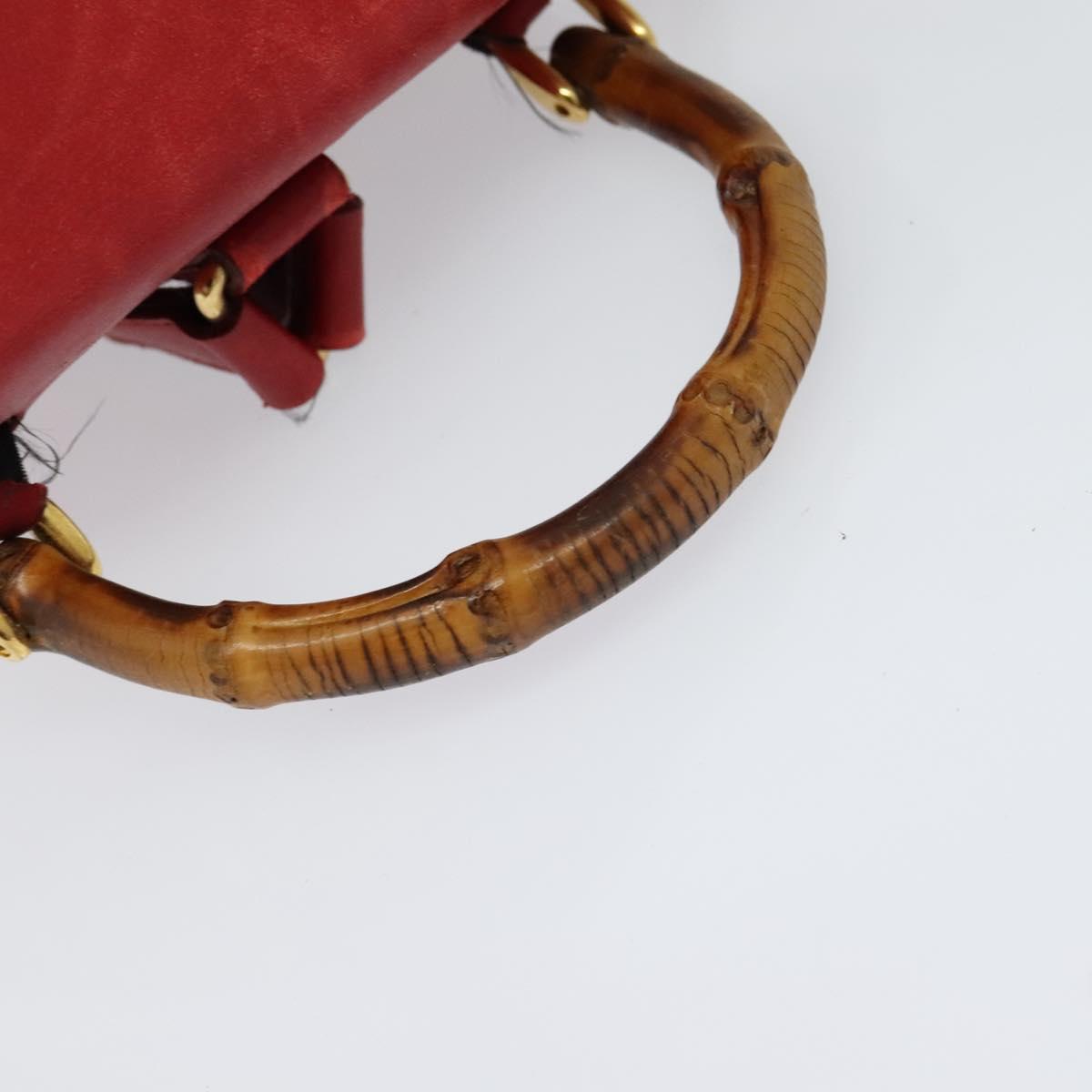 GUCCI Bamboo Backpack Leather Red Gold 003 3444 0030 Auth  display picture 3