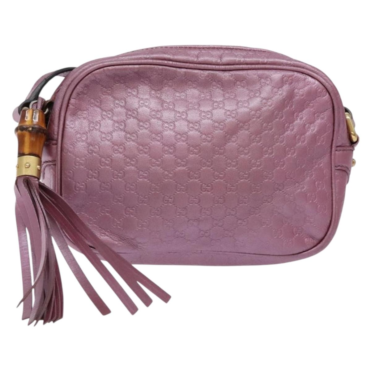 GUCCI Micro GG Canvas Guccissima Bag Leather Pink Gold 309538 Auth