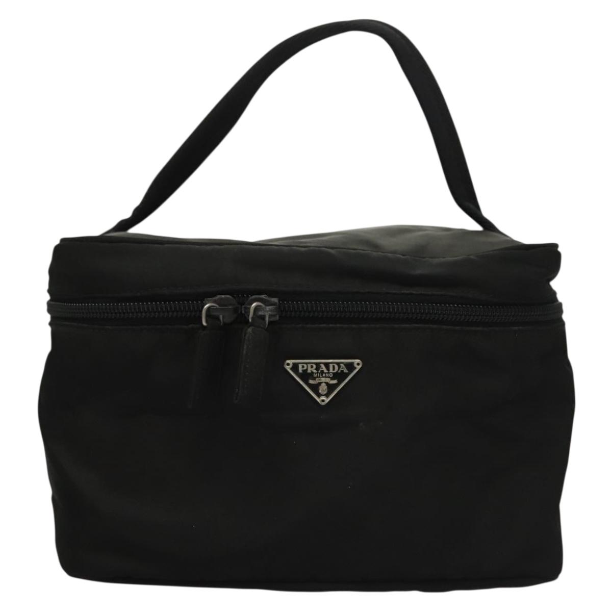 PRADA Vanity Pouch Nylon Black Silver Auth sw1276 | eBay
