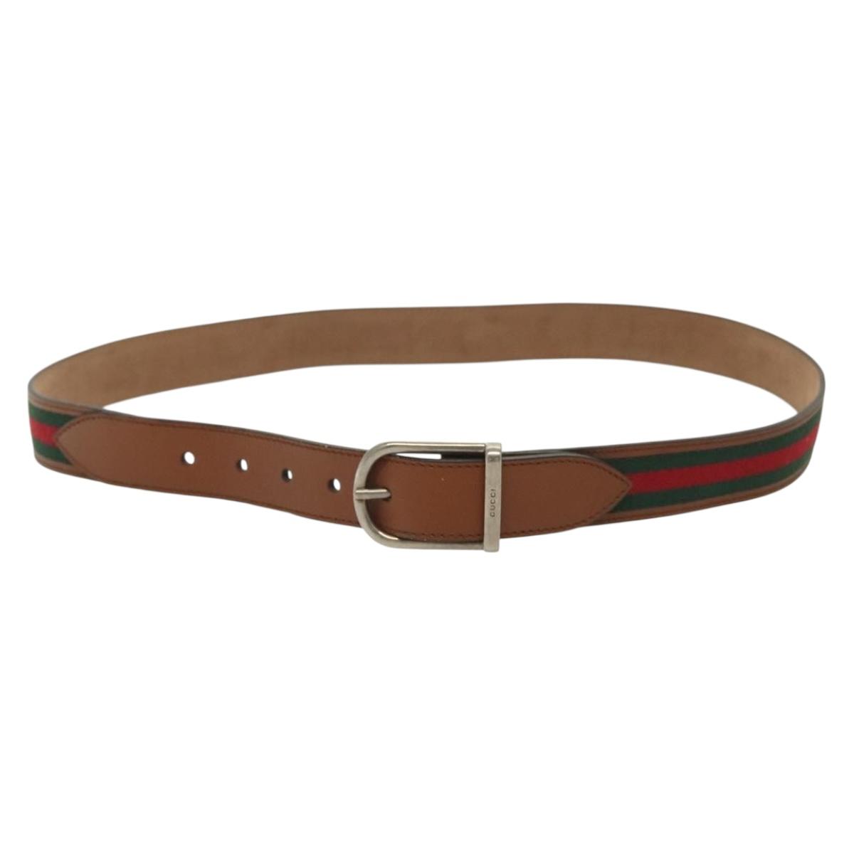 GUCCI Web Sherry Line Belt Leather 40.2