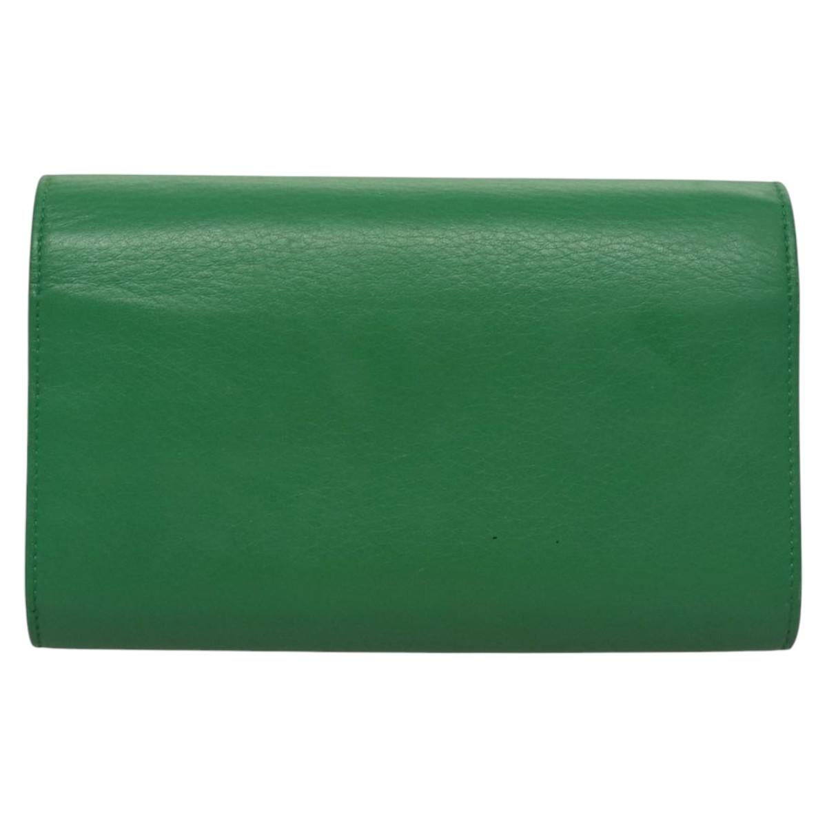 BALENCIAGA Paper Money Zip Around Wallet Leather Green 371661 Auth