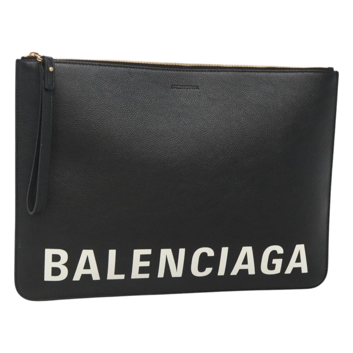 BALENCIAGA クラッチバッグ BALENCIAGA Clutch Bag Leather Black Gold 630626 Auth sw281 | eBay