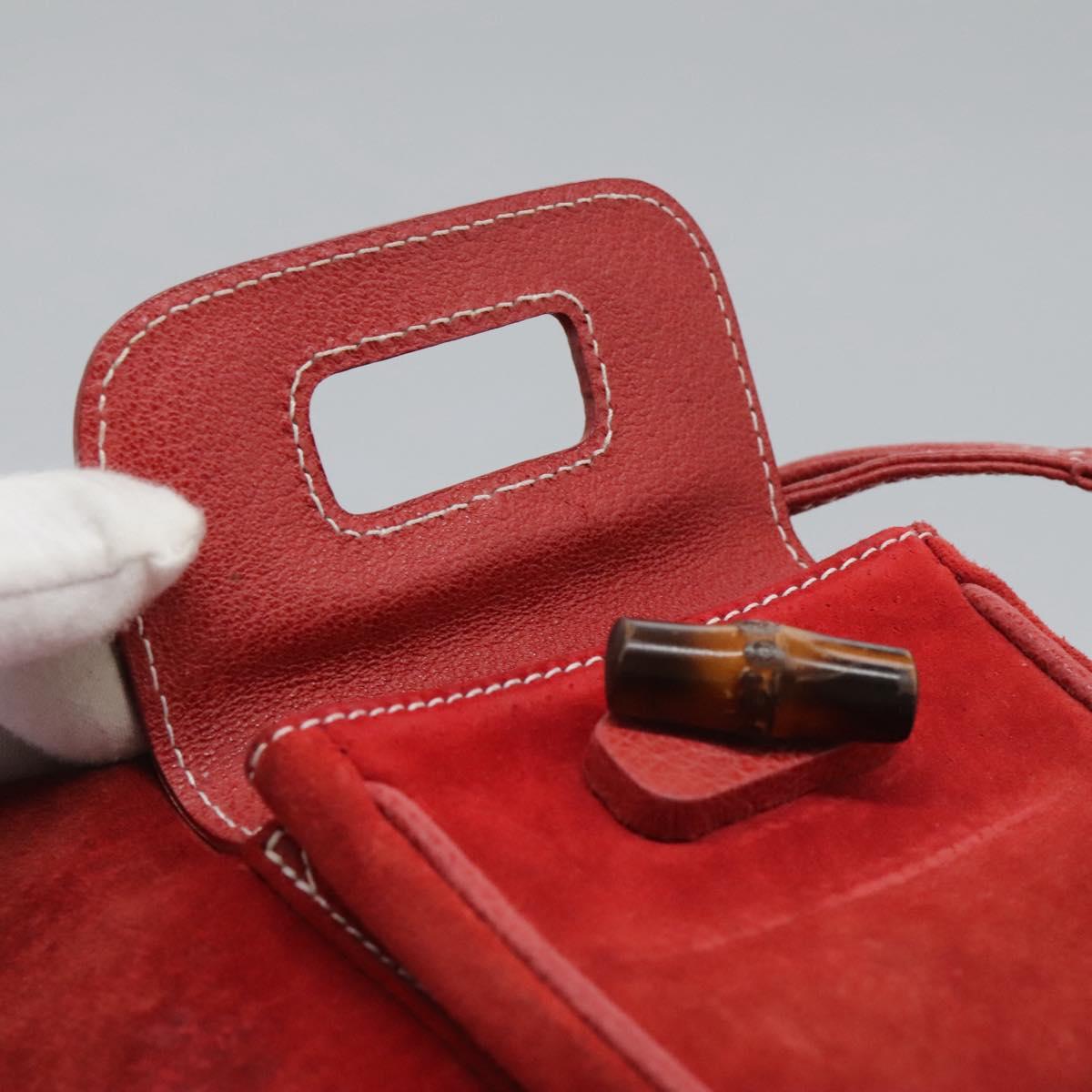 GUCCI Bamboo Backpack Suede Leather Red Gold 003 2852 0030 0  display picture 3